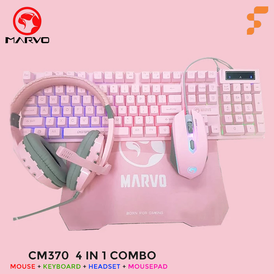 Kit Gamer 4 En 1 Rosado Marvo CM370PK